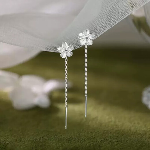 Idel 999 Pure Silver Gardenia Ear Wire Ear Hole Earrings for Women Niche Advanced 2025 New Earrings Birthday Gift for Women 999 Silver Gardenia Ear Wire E3571 Default 15