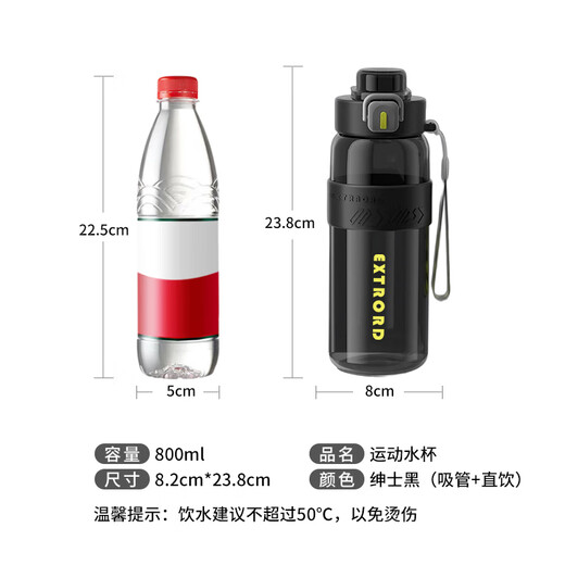 LINGCHEN sports water cup, large-capacity plastic cup for male and female students going to school, high temperature resistance, portable fitness kettle in summer
