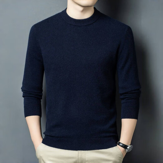 XJSGS luxury high-end brand winter thickened 100 pure woolen sweater men's half turtleneck knitted bottoming sweater dad wear high-end camel ready stock autumn and winter clothing XL