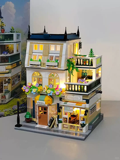 
MPPMCK2025 Girl Series Assembly Villa House Warm Lodge Building Blocks Garden Hotel Castle Girls Toys Double Floor-Wangwang Apartment + 2 Tiles + Give 1048 Lights