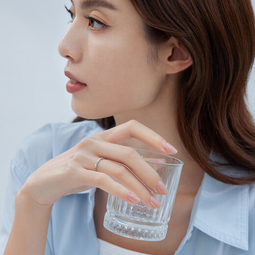 Lukfook Jewelry platinum ring three sides crushed ice platinum 950 birthday gift priced G07P0014DS No. 11 - about 2.19 grams