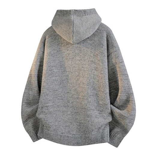 Homlean lazy style hooded cardigan sweater for men in autumn loose casual warm sweater jacket HY07 dark gray L