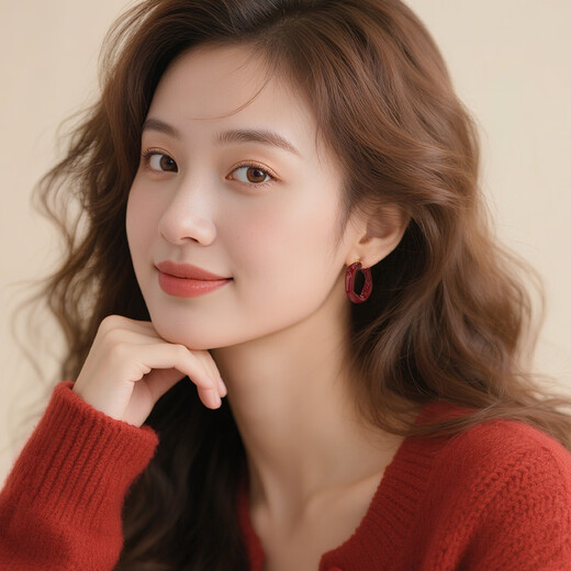 Qlady red retro irregular earrings earrings women's plain hoop earrings 2025 new light luxury high-end earrings and earrings