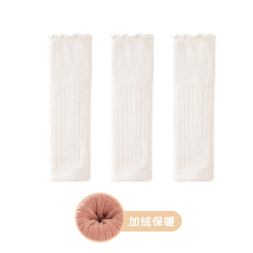 YEEHOO baby stockings autumn and winter plus velvet thickening children's baby knee socks without feet crawling diaper changing leg protection solid color 3 pairs - white + white + white one size fits all 3 months - 4 years old about 28CM long