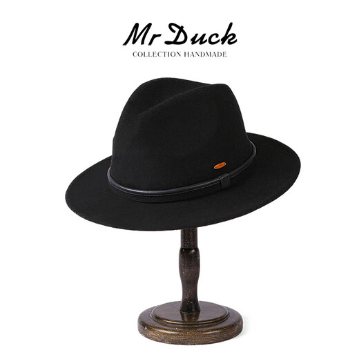 Mr DUCK Australian Superfine 100% Wool Felt Hat Winter Hat Men's Warm British Gentleman Top Hat Large Brim Counter Quality MW186232 - Large Brim Royal Black (100% Superfine Wool) L (Suitable for 59-60cm head circumference)