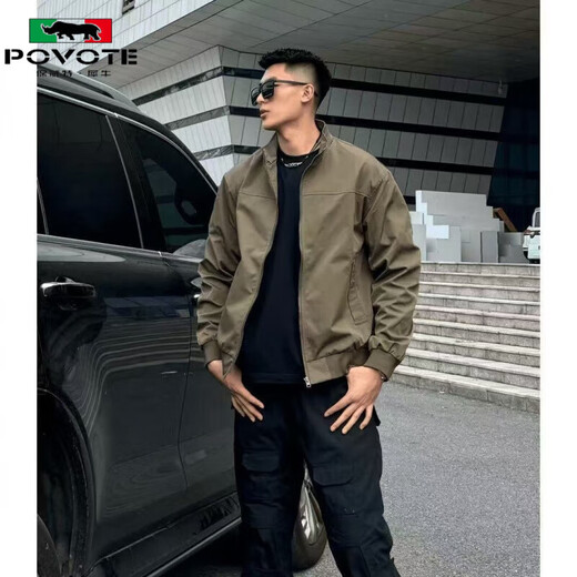 Jacket men's three-proof American flying spring and autumn wear stand-up collar baseball jacket short workwear assault top D60 black clearance special price 3XL heavy upgrade version