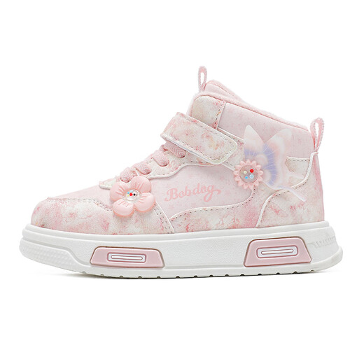 Babudou children's shoes girls' comfortable high-top casual shoes winter velvet warm children's sneakers 106555085 light pink 31
