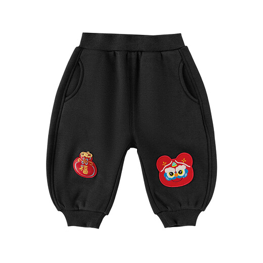Balabala children's clothing children's velvet trousers boys and girls red New Year's greetings clothing blessing warm children's trousers