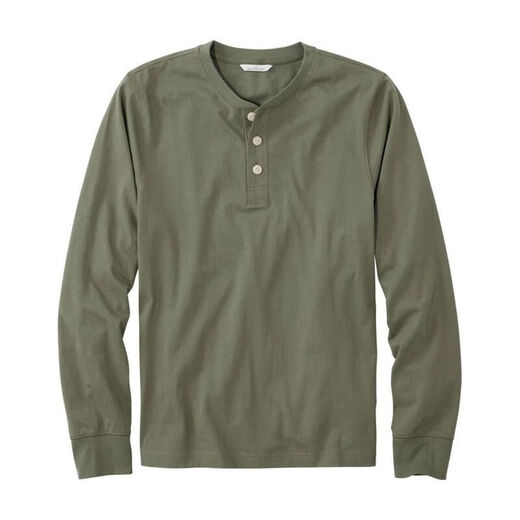 L.L.Bean Men's T-shirt Long Sleeve 25th Autumn New Henley Shirt Fabric Classic Pure Cotton Solid Color Dad Clothes Black Slate Black S Suitable for Net Bust 97-105CM