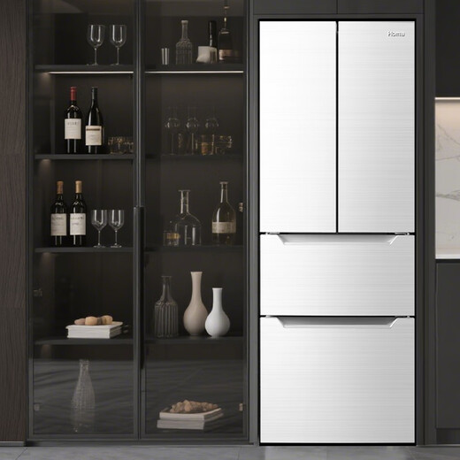 Homa 60cm ultra-thin 301 liter inverter energy-saving first-class energy efficiency air-cooled frost-free double-door three-door French multi-door small household white refrigerator national subsidy 301WF/B