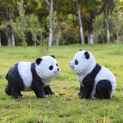 Outdoor panda ornaments Outdoor simulation panda sculpture ornaments Garden decoration Garden villa courtyard decoration garden 17078 four limbs standing face to the right (No. 19)