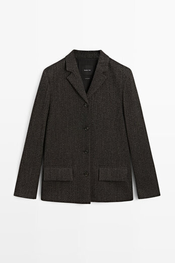 Massimo Dutti Discount Upgrade 2026 Women's Urban Workplace High Intelligence OL Style Fine Line Blazer 06060704 Brown XS (34) (CN 165/80A)