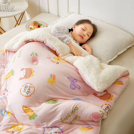 Children's Quilt Autumn and Winter Thick Blanket Baby Kindergarten Nap Quilt Newborn Baby Blanket Cover Animal Paradise Lamb Velvet Blanket Quilt 120cm*150cm Three-layer Quilt