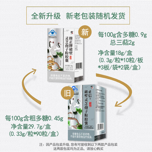 Corrected Broken Ganoderma Spore Powder Capsules 18g*3 bottles/box gift box to enhance immunity for middle-aged and elderly adults