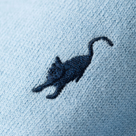 INMAN Commuting Simple Casual Knitted Cardigan Women's 2025 Autumn Retro Embroidered Soft and Comfortable Round Neck Sweater Milk Blue S