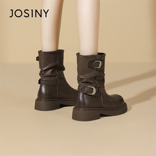 Zhuoshini Bottes courtes pour les femmes 2025 Automne et hiver Nouveaux bottes de jean occidental Sole épaisse bottes simples renforcées