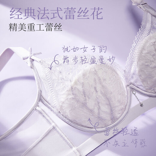 Xia Wa Zhi Xiu Bra Women's Thin Push-Up Big Breast Sexy Lace Breathable Shell Cup Secondary Breast Control Anti-Sagging Bra Fairy Pink (Bra Set) 80C /36C (Ultra-thin Cup About 0.8CM)