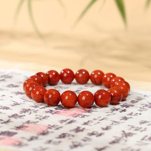 Caihe 6A raw ore southern red agate bracelet bracelet loose beads round beads southern red bracelet jewelry with flame red beads