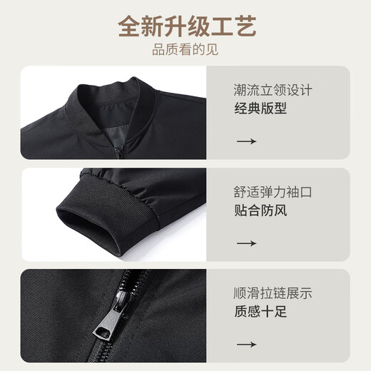 NASA GISS jacket men's Hong Kong style trendy casual versatile sports loose stand-up collar baseball uniform men's black XL