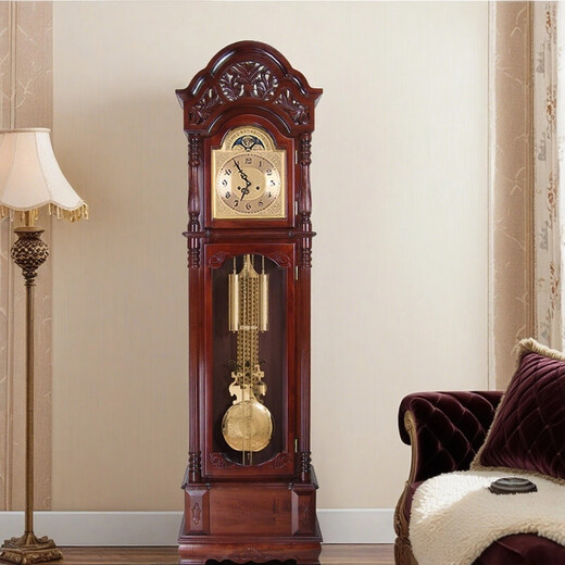 
Honghe Flooring Clock Living Room Machinery Chinese Retro Flooring Clock Time Reporting Machinery Clock German Copper Core Winding 9922 Mahogany Color Polaris Machinery Clocking Movement
