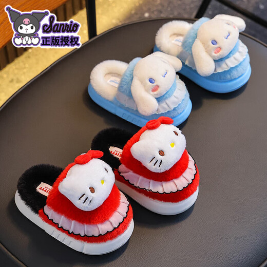 2025 new Sanrio winter girls' cotton slippers, warm and velvet Kuromi parent-child home children's cotton slippers, upgraded version of environmentally friendly material pink Melody slippers, size 12 28/29 (shoe inner length 17CM, suitable for feet 16