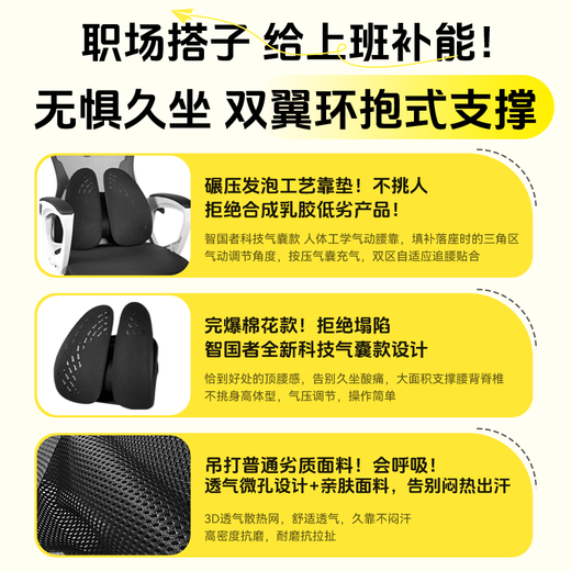 Wise Nation Ergonomic Waist Support Waist Support Sedentary Artifact Waist Back Pad Pillow Office Seat Car Support