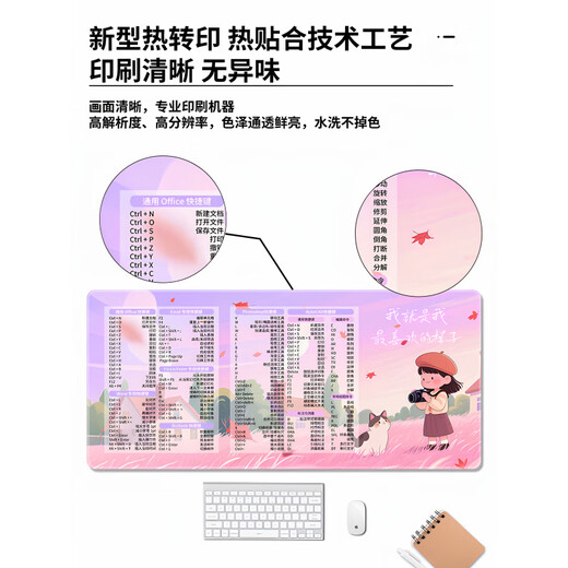 原装风景文字鼠标垫超大快捷键男女生办公电脑桌垫定制家用键盘滑鼠垫 16786向海风许愿 800x400mm x 3mm