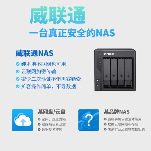 威联通（QNAP）Qu405企业级家庭存储 N355 16G内存 64T容量四盘位网络存储NAS私有云 AI相册手机备份 网盘服务器