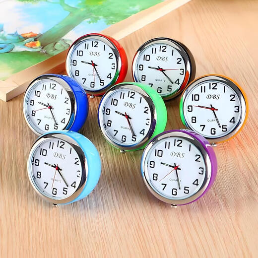 Mini Quartz Small Table Clock Desktop Ornament Portable Simple Creative Silent Bedside Student Exam Car Watch Purple