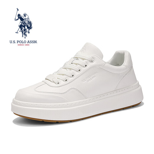 U.S. POLO ASSN. Autumn new business casual shoes Paul men's shoes fashionable and versatile leather white shoes thick-soled non-slip heightening sneakers