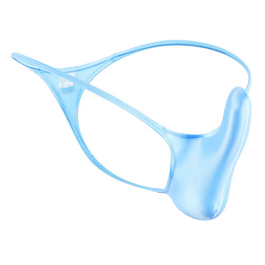 Xushansi new men's thong jj upturned silky sexy glossy young men's t-pants elastic low-waist protruding underwear for men moon night black M