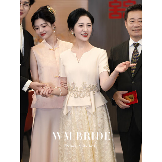 
LISM International first-line brand high-end wedding dress 2025 new young mother-in-law wedding banquet dress fake two-piece dress can be champagne color L