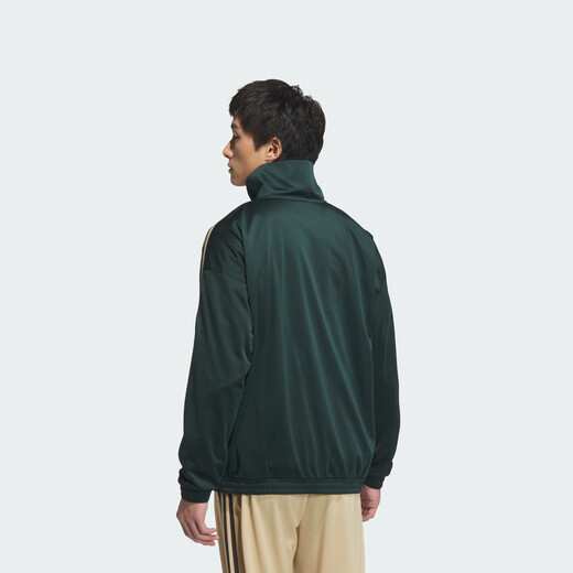 Adidas classic retro three stripes double zipper loose jacket jacket for men and women autumn Adidas clover dark green L