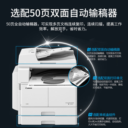 Canon iR2204N/2206AD copier A3 black and white laser printer digital composite machine all-in-one (print/copy scan/WiFi) has been discontinued. It is recommended to purchase 2206AD
