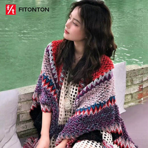 Платок FitonTon женский Qiji красный в этническом стиле Синьцзян дорожная одежда шарф большой шаль теплый ветрозащитный плащ пальто Новый год