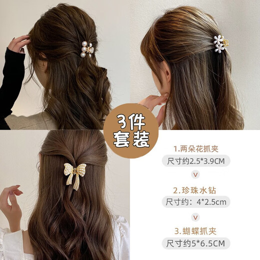 2025 new headwear gift, high-end small pearl clip, exquisite and compact hair clip for the back of the head for women, three-piece set of clips, random style