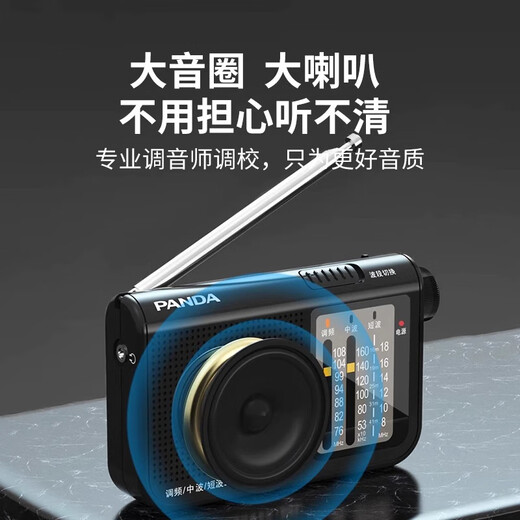 熊猫（panda）6123 老人收音机便携式袖珍迷你多全波段半导体指针式车载备用（黑）