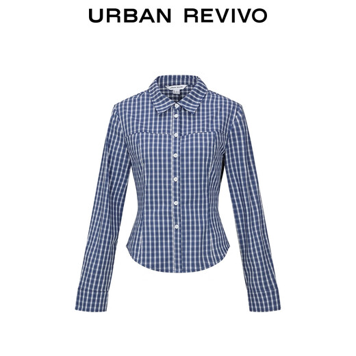 UR2025 new winter women's casual contrasting plaid lapel cardigan shirt UYY250108