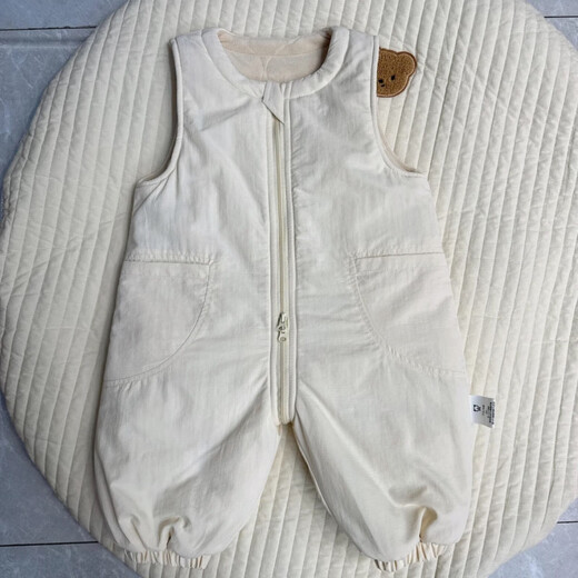 Warm winter duck and duck baby three-proof down cotton overalls for infants and toddlers, cotton and thickened jumpsuits for boys and girls, winter trendy harem jackets, gray 73