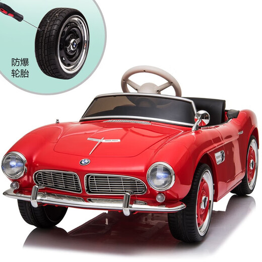 Tianlin BMW children's electric car four-wheel car remote control toy car can sit on children's baby stroller flagship version + green + portable pull rod + electronic steering + explosion-proof soft wheels