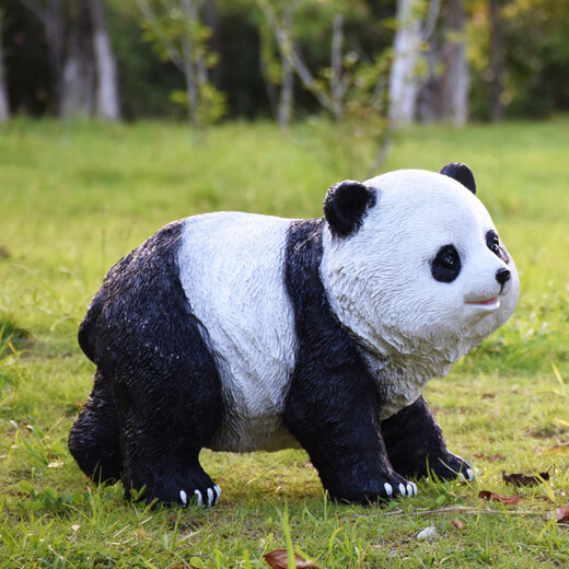 Outdoor panda ornaments Outdoor simulation panda sculpture ornaments Garden decoration Garden villa courtyard decoration garden 17078 four limbs standing face to the right (No. 19)
