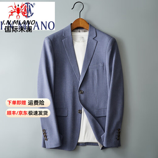International Milan luxury high-end brand men's high-end suit jacket men's spring and autumn new men's business casual suit top Khaki XL recommended 140-160Jin Jin equals 0.5 kg
