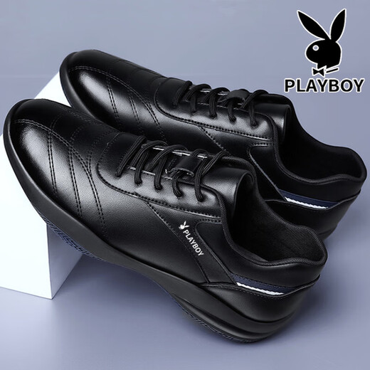 Playboy (PLAYBOY) Men's Shoes 2025 Spring New Business Trendy Leather Shoes Men's Fashion Versatile Sports Casual Shoes Men HHGZ-9873 Black 38