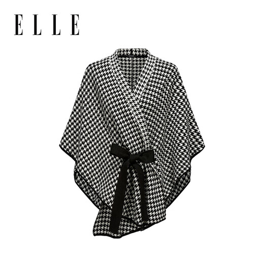 Elle Houndstooth Wollschal für Frauen im Winter Neue Mode vielseitiger Schal für Frauen Cloak Office Klassiker Schwarz