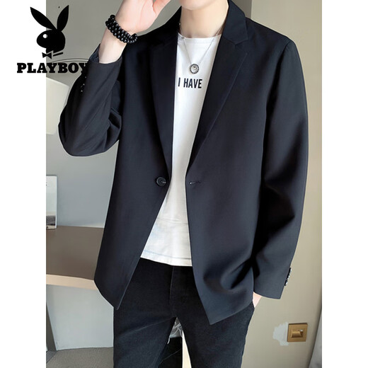 Playboy (Playboy) Jaqueta de traje de color caqui Spring para hombres 2025 Nuevo tops de la marca de moda masculina Traje primavera y chaqueta de otoño Black M