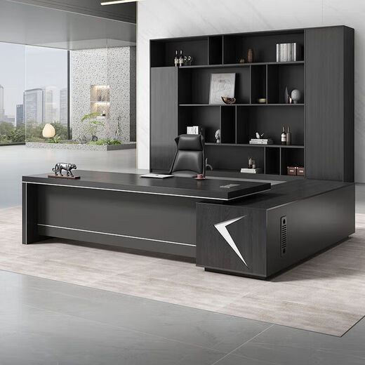 Boss desk office desk and chair combination supervisor desk executive desk new Chinese style office furniture simple manager desk president desk including installation 1.8 meters thickened table + single side cabinet