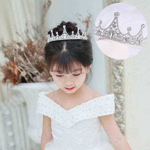 This sea of ​​girls crown tiara hairband children's crystal crown birthday gift princess girl hairpin bridal hair accessories toy children's crystal crown tiara diamond style