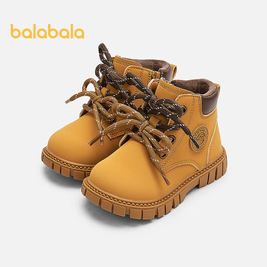 Balabala children's boots Martin boots for girls and boys 2025 new autumn and winter plus velvet short boots trendy rhubarb boots 209425141222