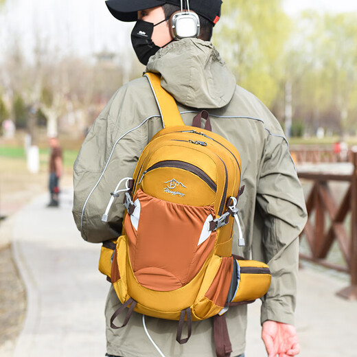 Waterproof Outdoor Multifunctional Mountaineering Bag Large Capacity Hiking Camping Sports Backpack Lightweight Spine Protection Backpack Yellow Mountain Outdoor Style 20L