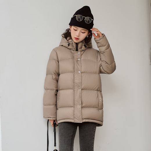 New style 90 goose down jacket short down jacket for women couple warm outdoor windproof waterproof thickened fashion ginger S
